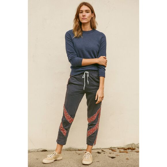 Free People Intimately Gray Stripe Pattern Boho Crop Sweatpants Women's Size XS - Picture 1 of 9